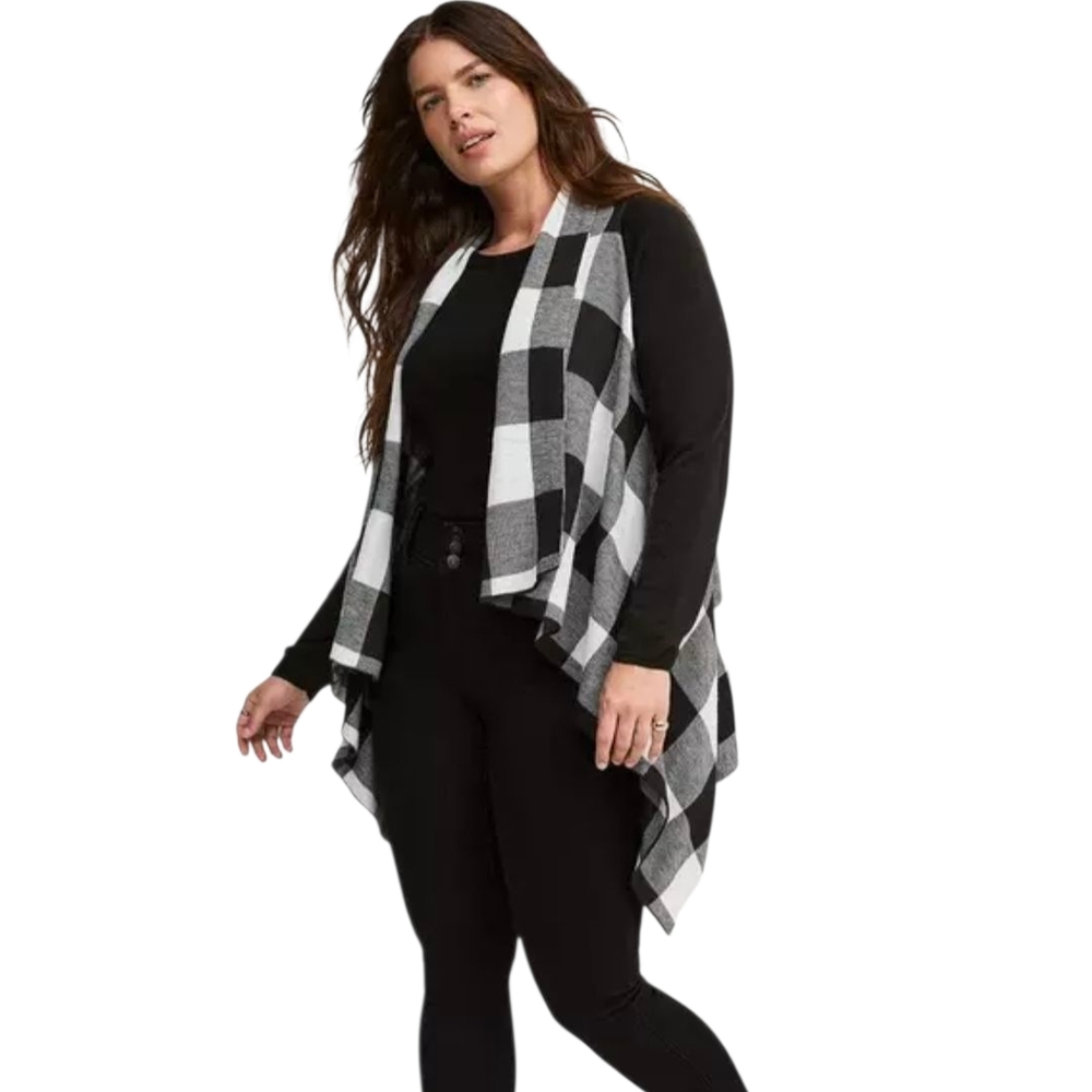 Torrid Monochrome Checkered Cardigan